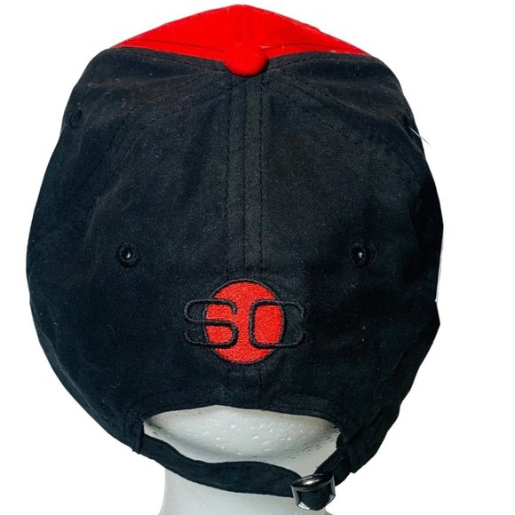 Sports Center Dad Hat Red Black Ball Cap Adjustable Slide Strap Logo Gift - Picture 3 of 9